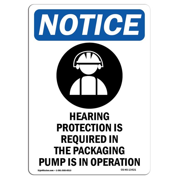 Signmission OSHA, Hearing Protection, 14in X 10in Rigid Plastic, 10" W, 14" H, Portrait, OS-NS-P-1014-V-13421 OS-NS-P-1014-V-13421 - main